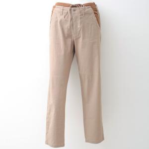 Antgauge（アントゲージ） リネンレーヨン ストレッチストライプ イージートラウザー C1476 KHAKI／カーキ（22）｜bornfree-e-shop