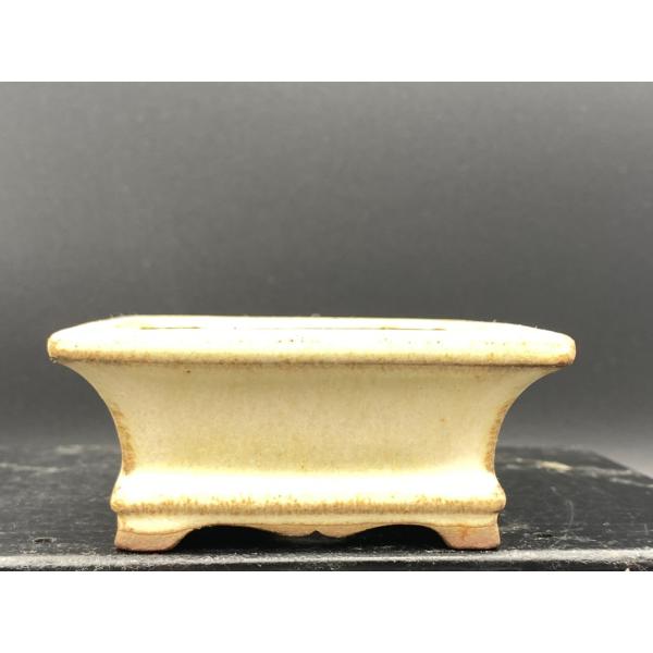 山秋 白釉正方外縁下帯切足鉢 3号(8.5cm)