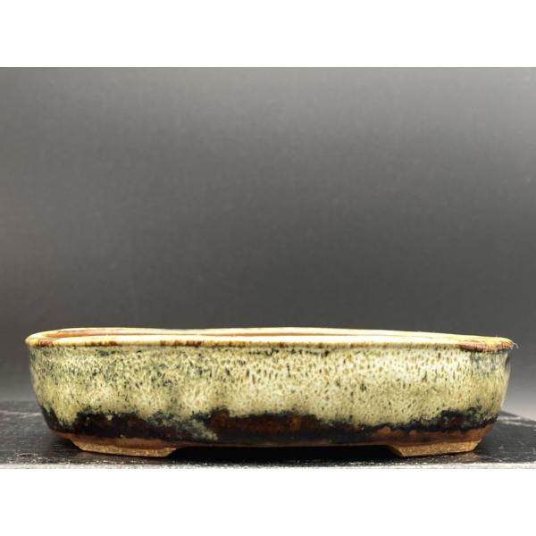杉浦景仙　掛分釉楕円切足 4号(12cm)