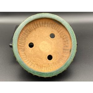二代平安東福寺 緑釉丸太鼓切足鉢 4.5号(1...の詳細画像3