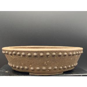 二代平安東福寺 梨皮泥丸太鼓切足鉢 5.5号(...の詳細画像1