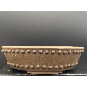 二代平安東福寺 梨皮泥丸太鼓切足鉢 5.5号(...の詳細画像2