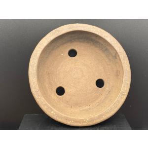 二代平安東福寺 梨皮泥丸太鼓切足鉢 5.5号(...の詳細画像3