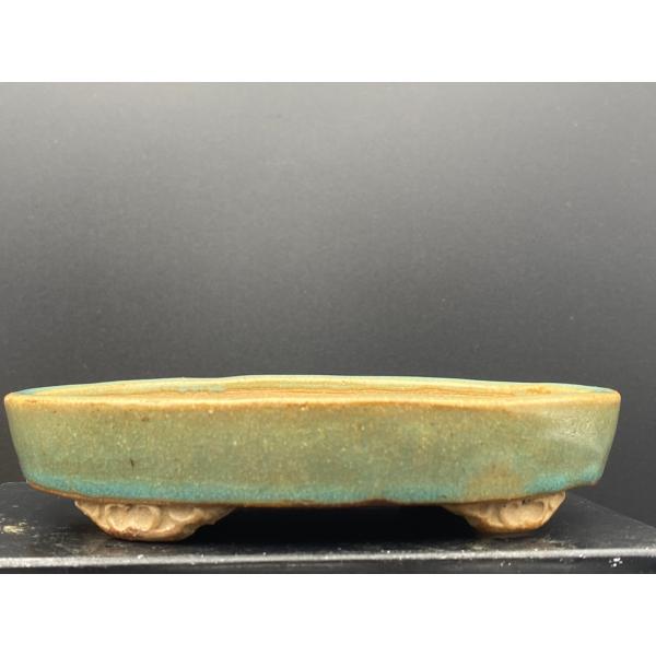 二代平安東福寺 トルコ釉楕円雲足鉢 5.5号(16.5cm)