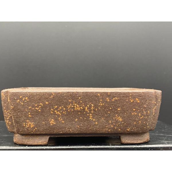 平安虹泉　梨泥長方隅切切足鉢 3.5号(11cm)