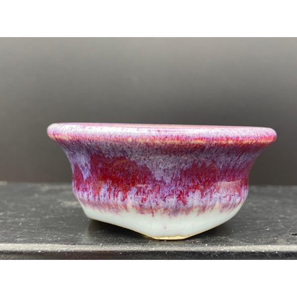 堀江美功 辰砂釉丸外縁三足鉢 2.5号(7cm)