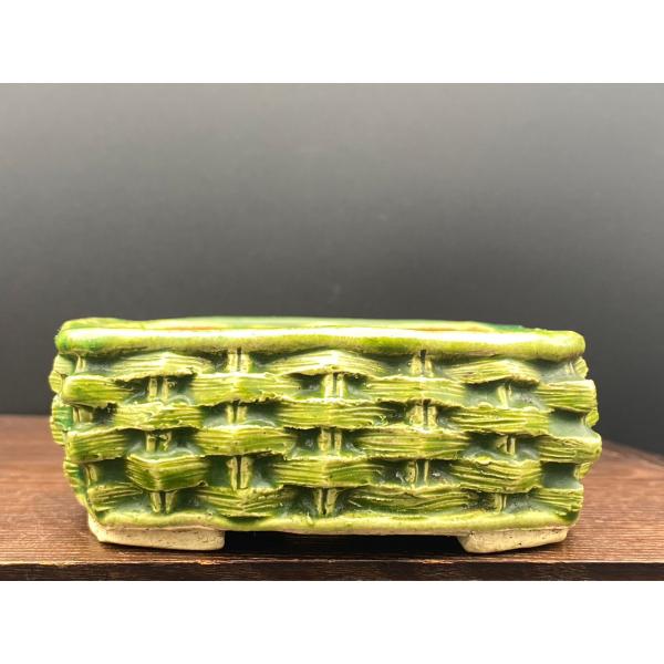 古本正志 緑釉籠彫切足鉢 3.5号(11cm)
