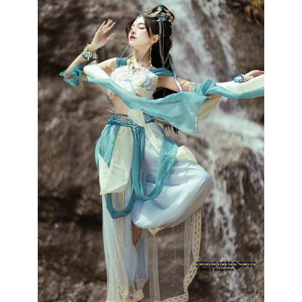 中華風アラビアン衣装 全身コスチューム 中国古代服装 漢唐古典舞踊 敦煌舞踊 仕女演目ダンス衣装 飛...