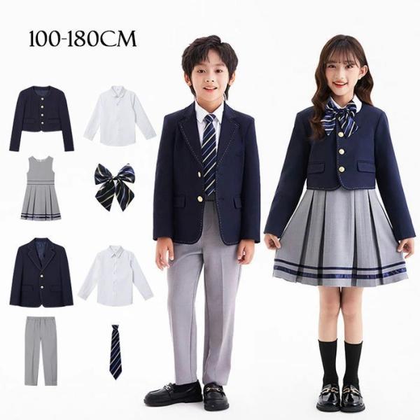 子どもスーツ 入学式スーツ セットアップ ジャケット シャツ パンツ ワンピース ネクタイ 韓国風 ...