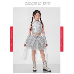 キッズ ダンス衣装 シルバー セットアップ キ...の詳細画像4