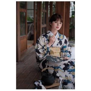 浴衣 レディース セット 猫柄 花柄 和風デザ...の詳細画像1