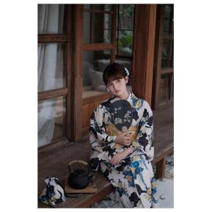 浴衣 レディース セット 猫柄 花柄 和風デザ...の詳細画像2