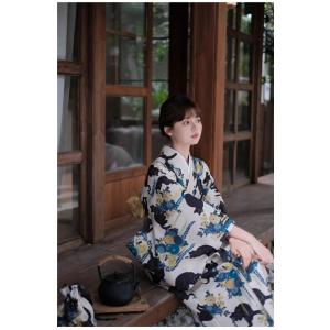 浴衣 レディース セット 猫柄 花柄 和風デザ...の詳細画像3