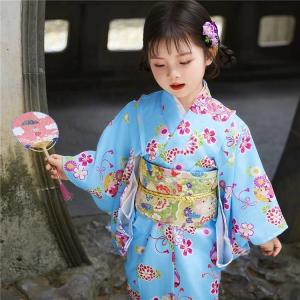 水色 青 ピンク 桜柄 女の子 浴衣 セット ...の詳細画像2