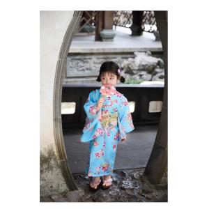 水色 青 ピンク 桜柄 女の子 浴衣 セット ...の詳細画像5