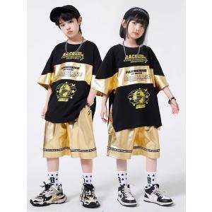 HIPHOP 衣装 キッズ ダンス衣装 黒 ゴ...の詳細画像1