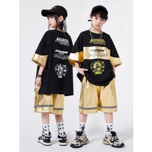 HIPHOP 衣装 キッズ ダンス衣装 黒 ゴ...の詳細画像2