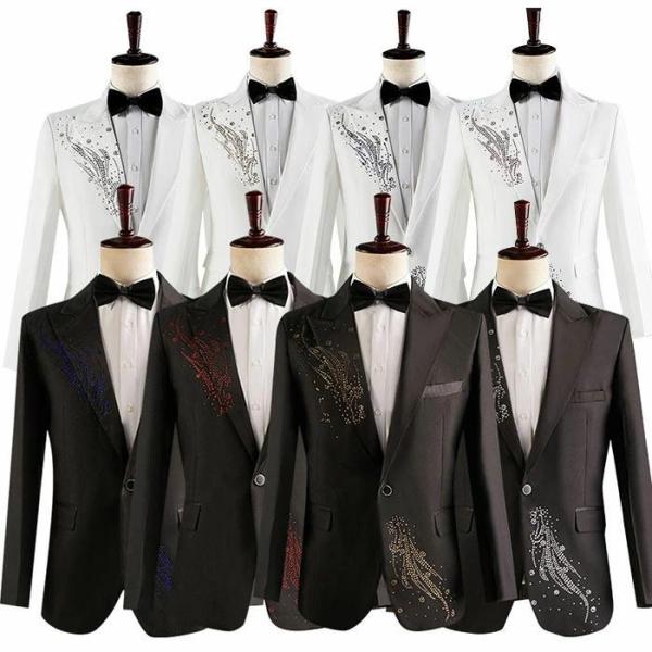バレンタインデー メンズスーツ ステージ衣装 8色 ジャケット スパンコール パンツ スーツセット ...