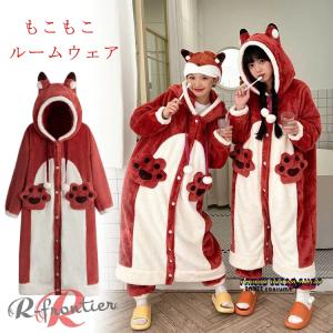 親子コーデ パジャマ 秋冬 もこもこ ペンギン 着ぐるみ フード付き