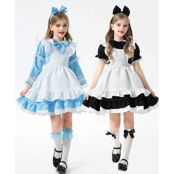 子供メイド服 子供用 ハロウィン コスプレ キッズ 大人 レディース 女の子 ロリータドレス 半袖 ...