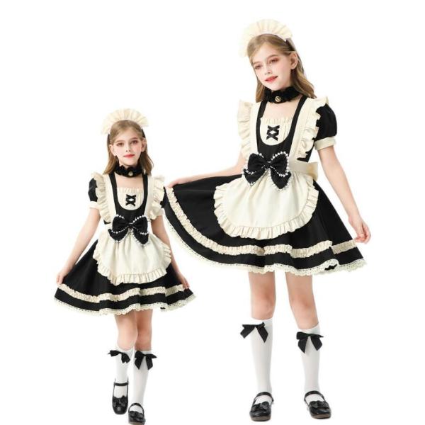 女の子 メイド服 コスプレ 可愛い コスチューム 子供メイド服 子どもワンピース キッズ半袖 ロリー...