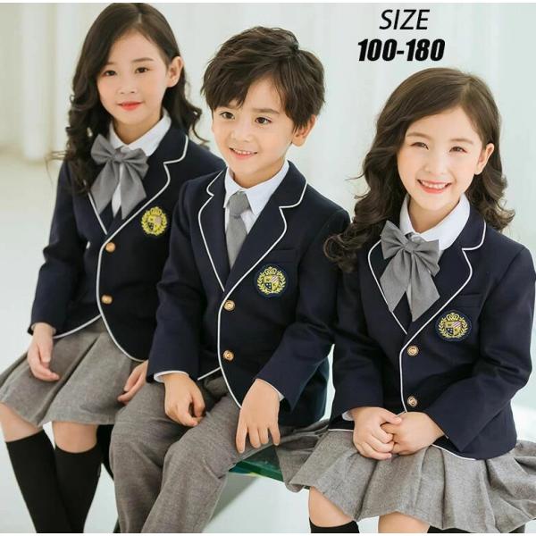 キッズ フォーマルスーツ 子供 スーツ 5点セット 男の子 女の子 子供制服 卒業式 入学式 ジャケ...