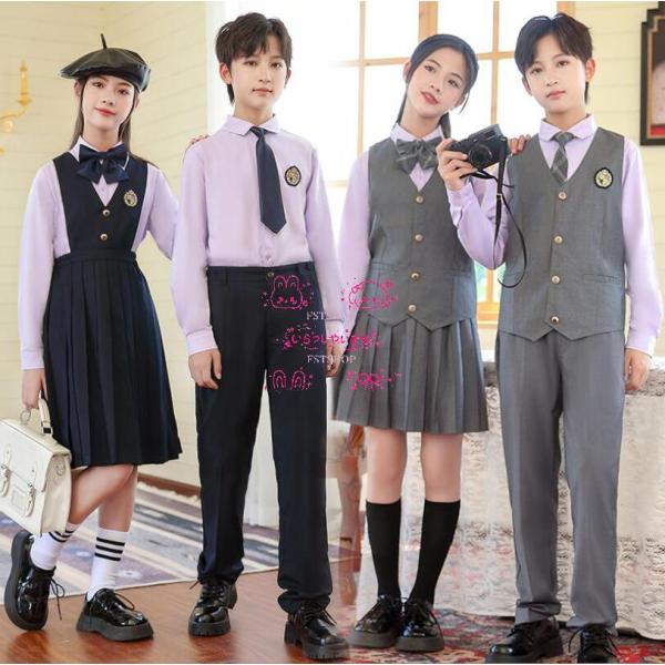 制服 3点セット キッズ フォーマル スーツ 卒業式 入学式 子供ノースリーブワンピース上下セット長...