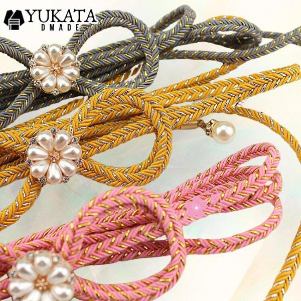 飾り紐 浴衣 帯締め 夏 帯飾り浴衣用 花 フリンジ パール風 腰部装飾 ベルト 高級感漂う和装アク...