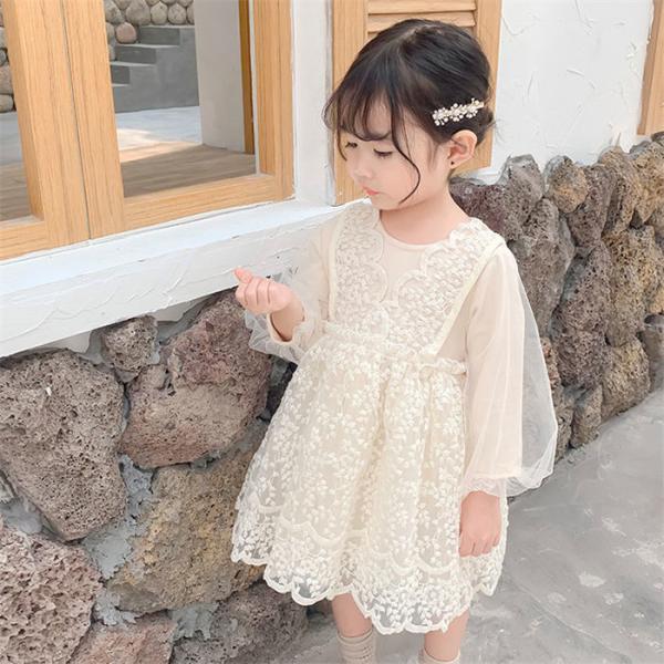 ベビー ドレス 長袖 セレモニードレス チュールワンピース キッズドレス 子供ドレス 女の子 レース...
