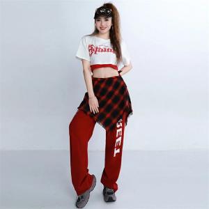 ジャズダンス衣装 赤 緑 レディース へそ出し...の詳細画像5