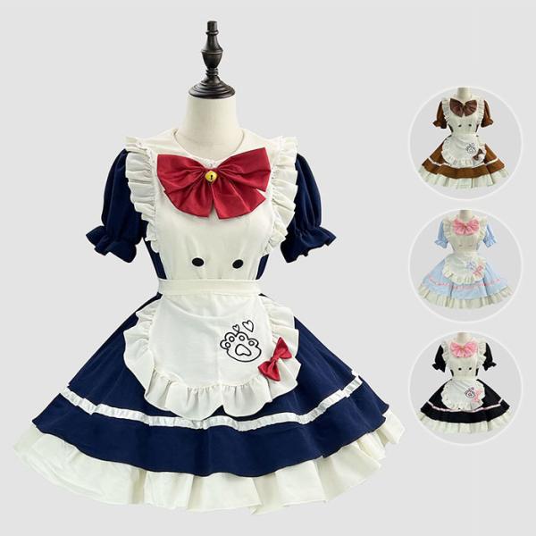 ハロウイン コスプレ衣装 レディース メイド服 ロリータ 猫ちゃん 可愛い ウェイトレス 女性 大人...