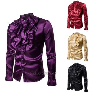 舞台衣装 メンズ トップス シャツ 長袖 立ち襟 ステージ衣装 欧米風 派手 ブラウス 団体服 合唱 司会者 ダンスウェア 舞台 衣装 カラオケ 忘年会 パーティー 宴