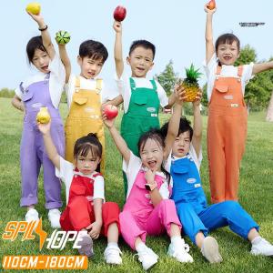 8色 ローズ レッド 橙 黄 青 紫 白 サロペット 半袖 キッズ ダンス衣装 セットアップ 女の子 男の子 子供 チア チアガール トップス おしゃれ ゆったりヒップホ