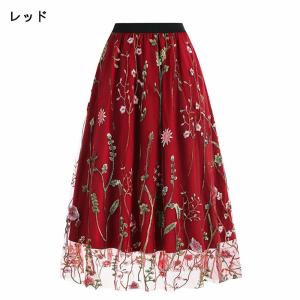 レディース スカート チュール 花刺繍 大人 ...の詳細画像2