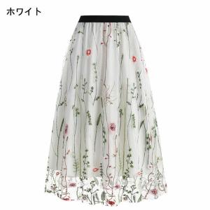 レディース スカート チュール 花刺繍 大人 ...の詳細画像4