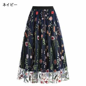 レディース スカート チュール 花刺繍 大人 ...の詳細画像5