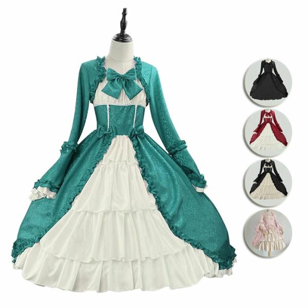ロリータ ワンピース レディース 可愛い コスプレ衣装 メイド服 ハロウイン衣装 全5色 lolit...