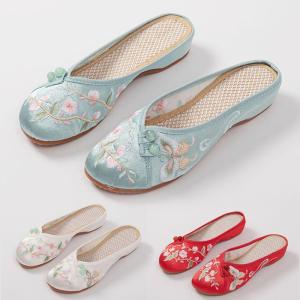 レディース 中華靴 夏 花レース スリッパ 中華風 チャイナ靴 布靴 花刺繍 蝶刺繍 華流 民族風 中華布靴 ぺたんこ 履きやすい 美脚 平底 中華風 通気性優 疲れな