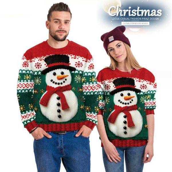 レディースメンズ パーカー クリスマス衣裳 男女兼用 トップス ミドル丈 長袖 欧米風 聖夜 雪だる...