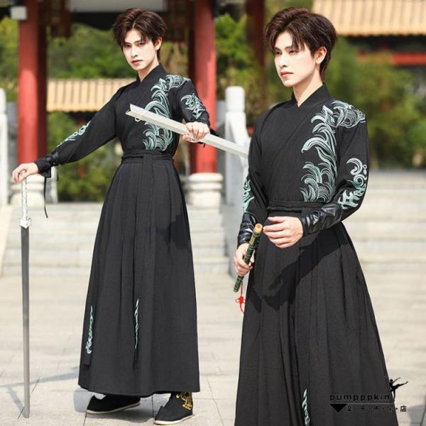 メンズ コスプレ衣装 華流 コスチューム 変装 男性用 黒系 漢服 中華服 大人 舞台ステージ衣装 ...
