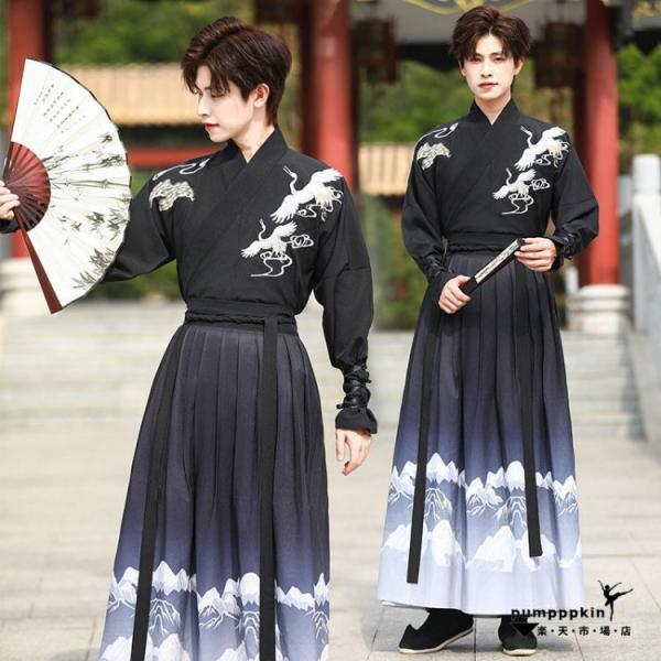 華流 コスチューム 変装 男性用 黒系 漢服 メンズ コスプレ衣装 中華服 大人 舞台ステージ衣装 ...