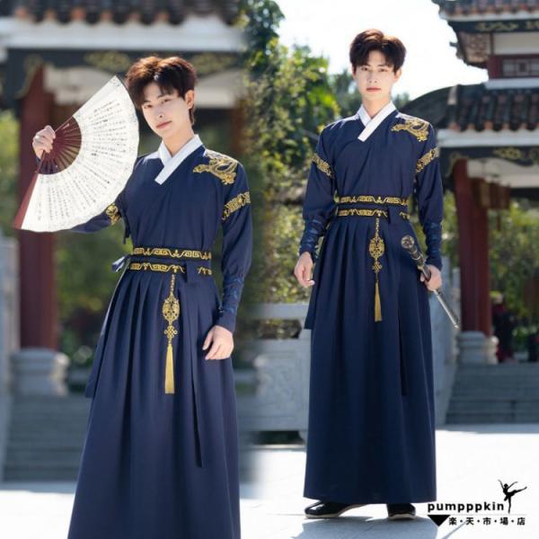 中華服 大人 漢服 メンズ コスプレ衣装 龍 刺繍 コスチューム 変装 華流 舞台ステージ衣装 チャ...