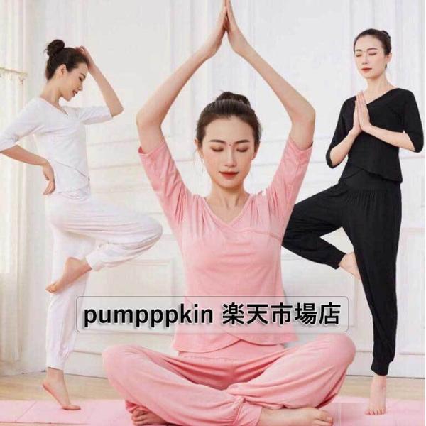 レディース ヨガ?ダンスウェア レッスン着 練習着 上下セットアップ Tシャツ パンツ 体操服 モダ...