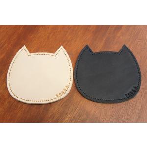 BOSSA ねこ型 コースター ヌメ革製 牛革製 本革製 レザー