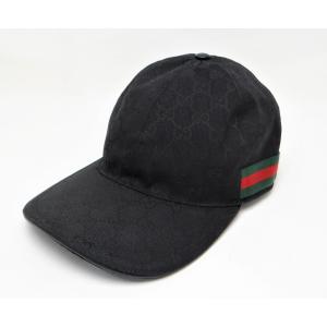 GUCCI グッチ 200035 GGキャンバス シェリー ベースボールキャップ 帽子 ＃M ブラック＜USED＞｜bossfull