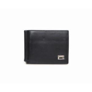 GUCCI 30875 レザー Gマーク 二つ折りマネークリップ カードケース ブラック＜USED＞...