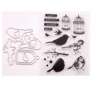 TAIYANBEST鳥かごシールスタンプカッティングダイステンシルセットDIYスクラップブッキングエンボスフォトアルバム装飾紙カードクラフトアート手作