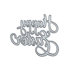 TAIYANBESTハッピーイースターテキストメタルカッティングダイステンシルスクラップブッキングDIYアルバムスタンプ紙シルバー炭素鋼アルバムスタン