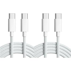【2本セット】USB C/Type C to Type C ケーブル PD対応 60W急速充電 高耐久ナイロン (1M, ホワイト)