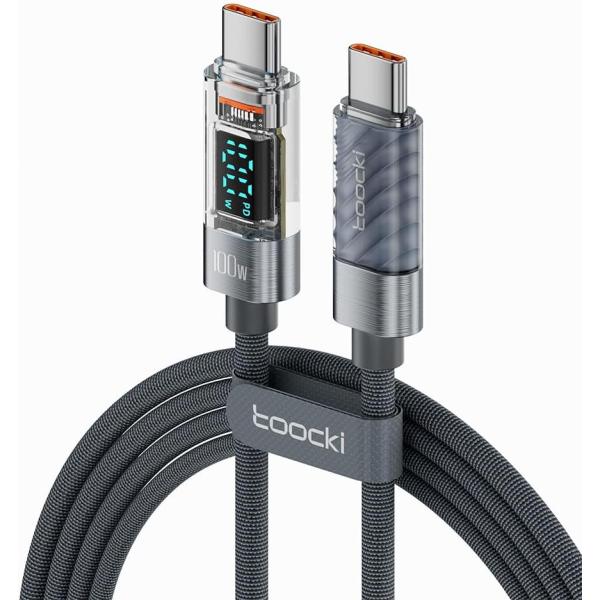 USB C ケーブル CtoC PD対応 100W/5A ワット表示急速充電 出力スクリーン表示 ナ...